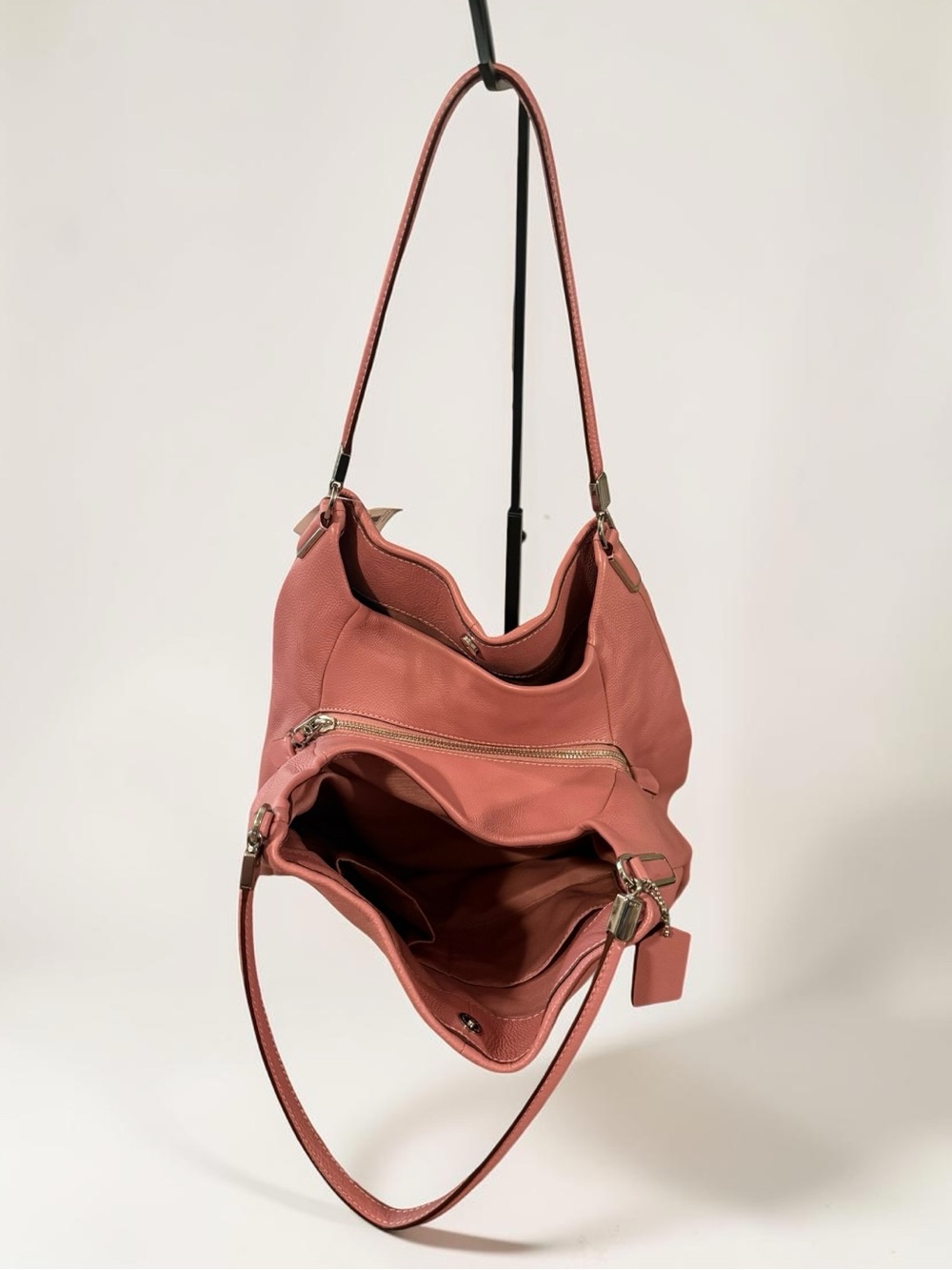 COACH Phoebe Pebbled Leather Shoulder Hand Bag Shadow Rose Pink NWT F34495 - Picture 13 of 16